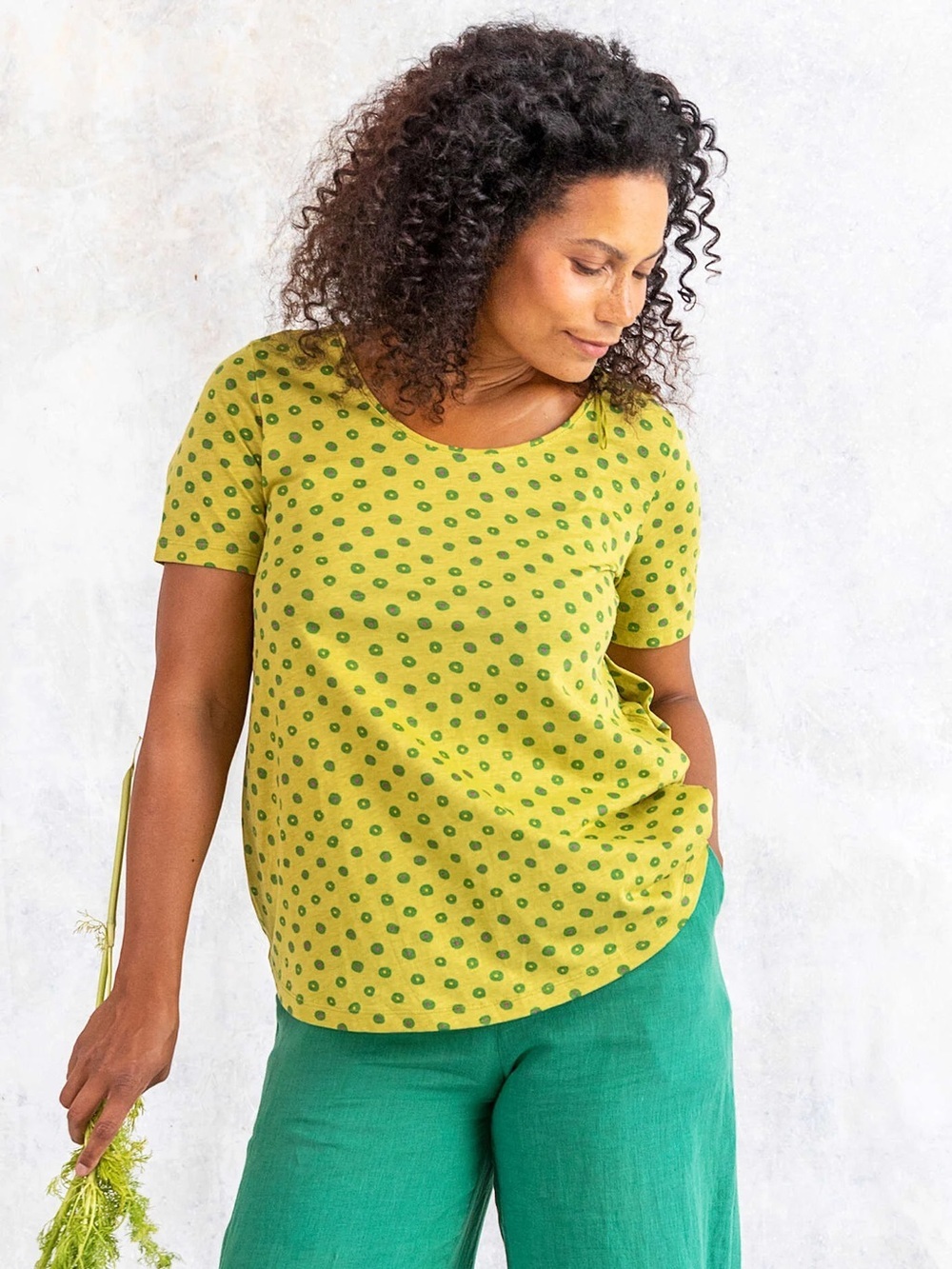 Gudrun Sjoden Green Dots Organic Cotton Boxy Tshirt - Large 🇬🇷
